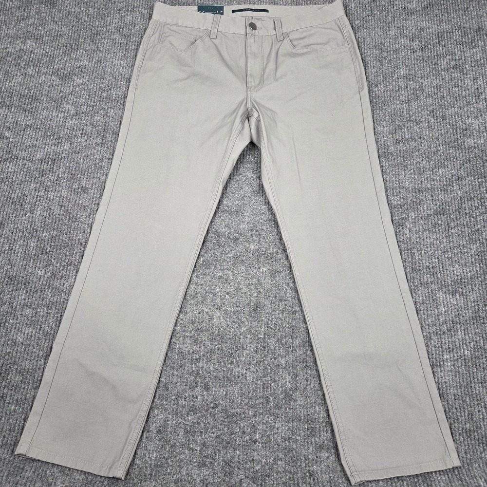 Perry‎ Ellis Principles Slim Fit Low Rise Straight Leg Pants Mens 34x30 Grey NEW